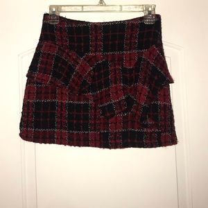 Zara Red Plaid Mini Skirt